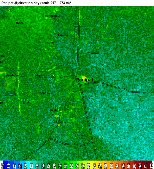 Zoom OUT 2x Pānīpat, India elevation map