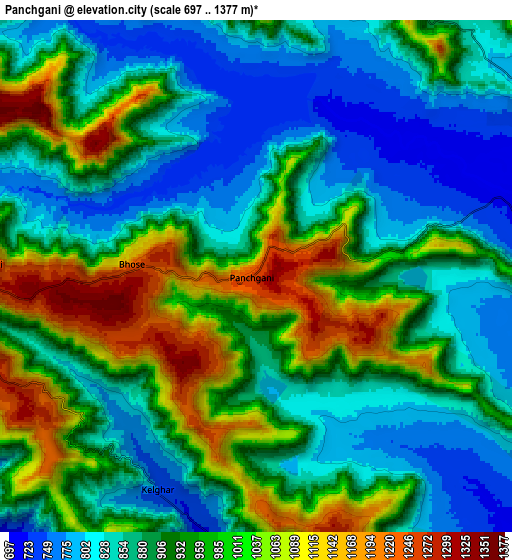 Zoom OUT 2x Pānchgani, India elevation map