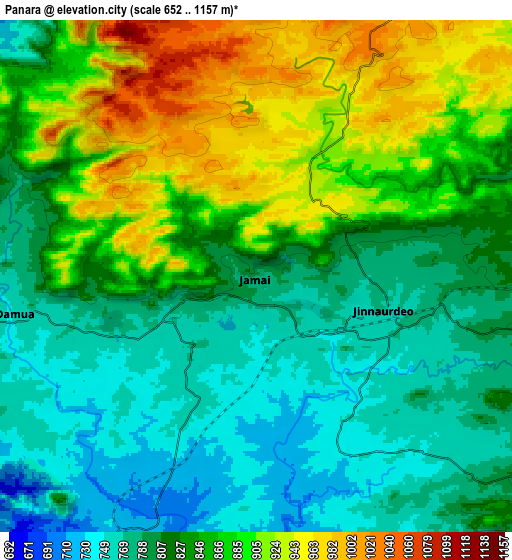 Zoom OUT 2x Panara, India elevation map