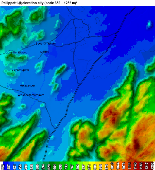 Zoom OUT 2x Pallippatti, India elevation map