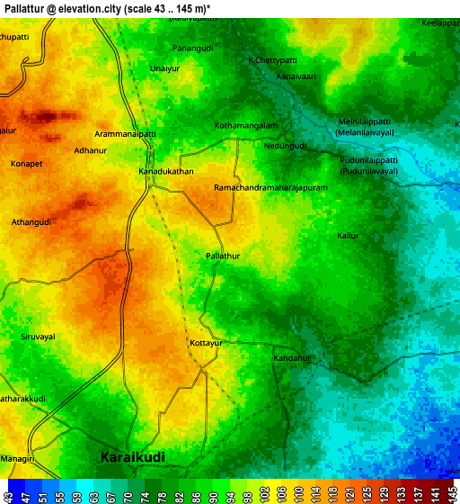 Zoom OUT 2x Pallattūr, India elevation map