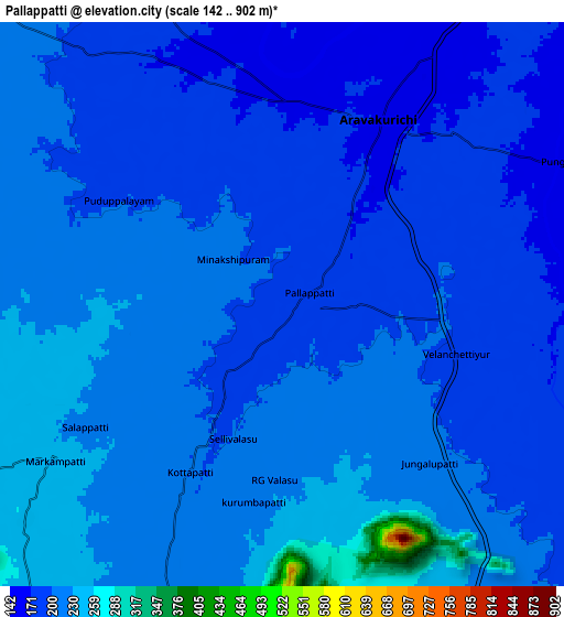 Zoom OUT 2x Pallappatti, India elevation map