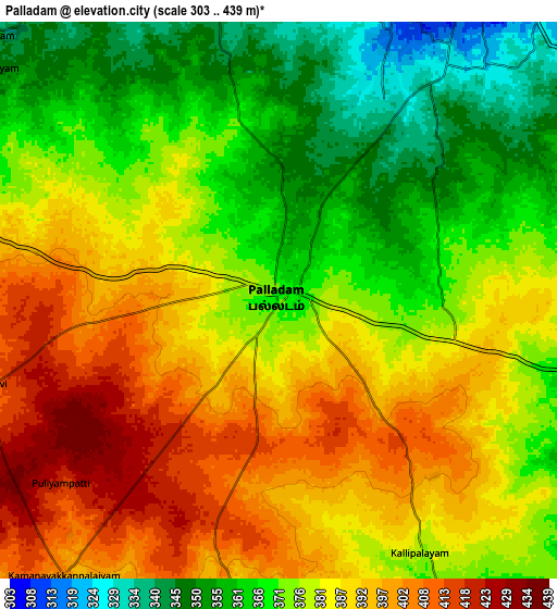 Zoom OUT 2x Palladam, India elevation map