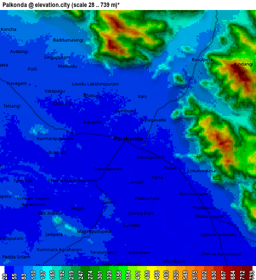 Zoom OUT 2x Pālkonda, India elevation map