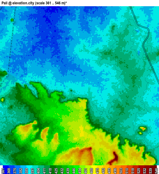 Zoom OUT 2x Pāli, India elevation map