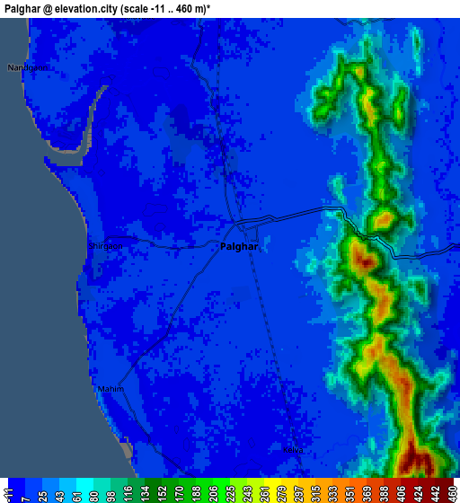 Zoom OUT 2x Pālghar, India elevation map