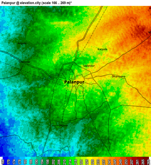 Zoom OUT 2x Pālanpur, India elevation map