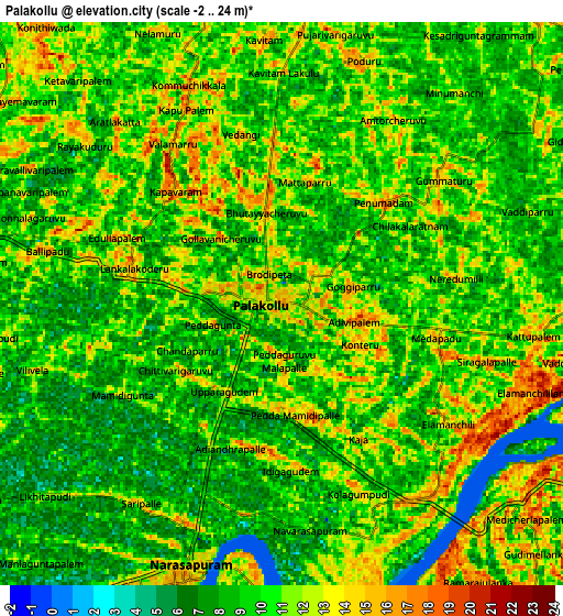 Zoom OUT 2x Pālakollu, India elevation map