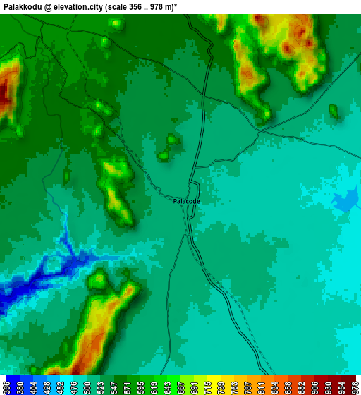 Zoom OUT 2x Pālakkodu, India elevation map