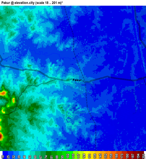 Zoom OUT 2x Pakur, India elevation map