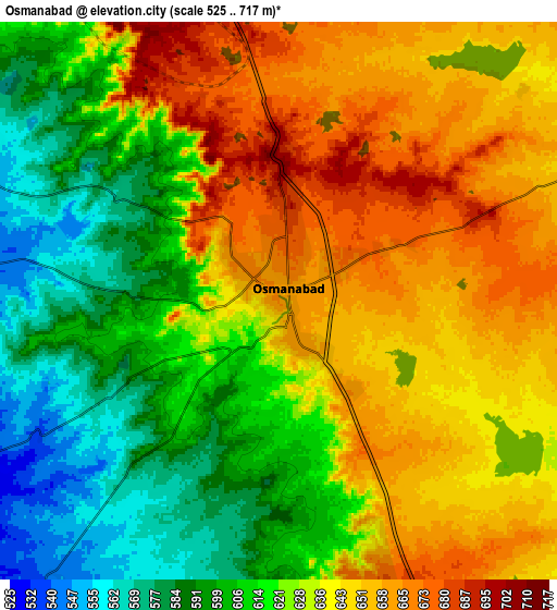 Zoom OUT 2x Osmanabad, India elevation map