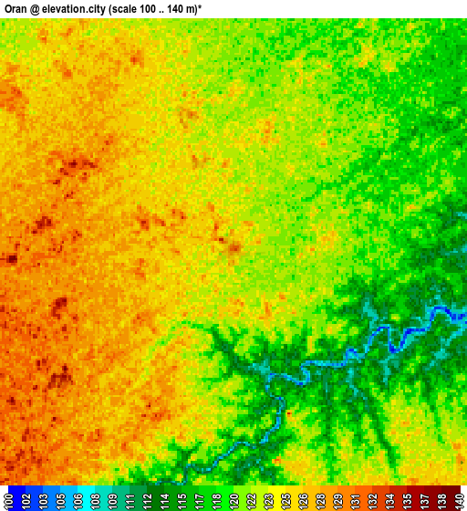 Zoom OUT 2x Oran, India elevation map