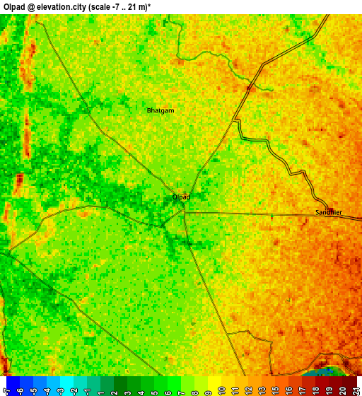 Zoom OUT 2x Olpād, India elevation map