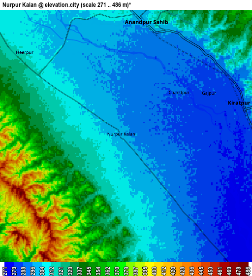 Zoom OUT 2x Nūrpur Kalān, India elevation map