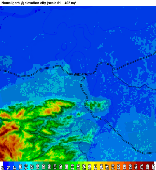 Zoom OUT 2x Numāligarh, India elevation map