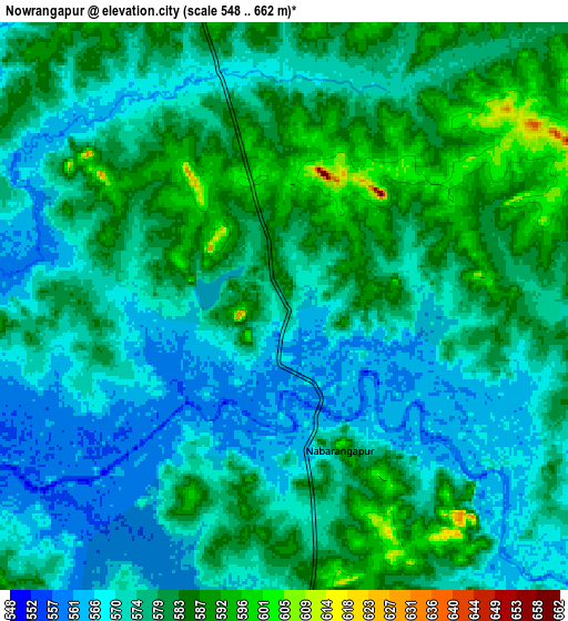 Zoom OUT 2x Nowrangapur, India elevation map