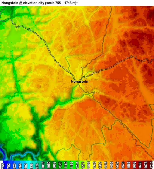 Zoom OUT 2x Nongstoin, India elevation map