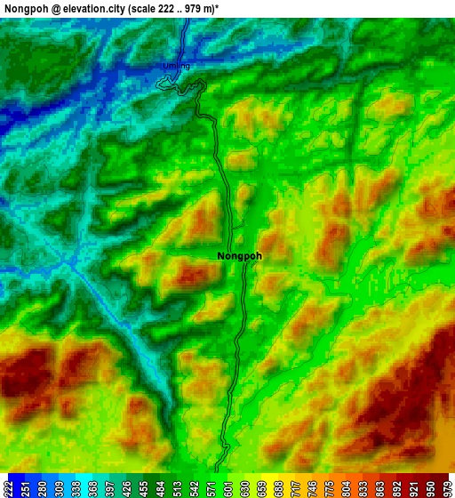 Zoom OUT 2x Nongpoh, India elevation map