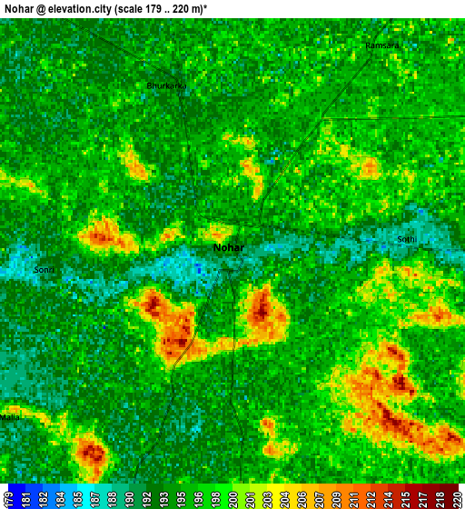 Zoom OUT 2x Nohar, India elevation map