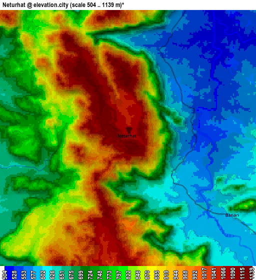 Zoom OUT 2x Neturhāt, India elevation map