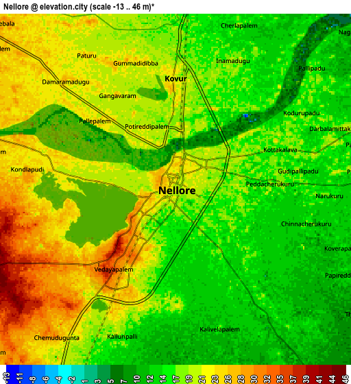 Zoom OUT 2x Nellore, India elevation map