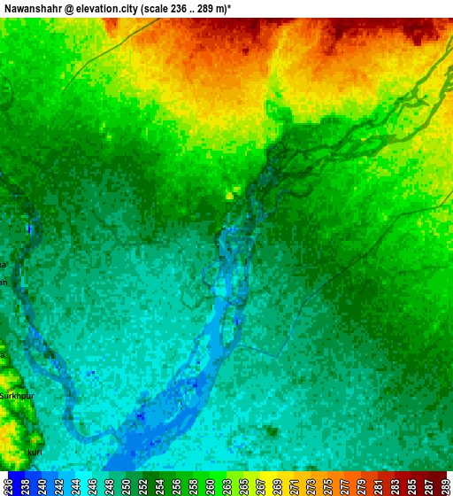 Zoom OUT 2x Nawānshahr, India elevation map