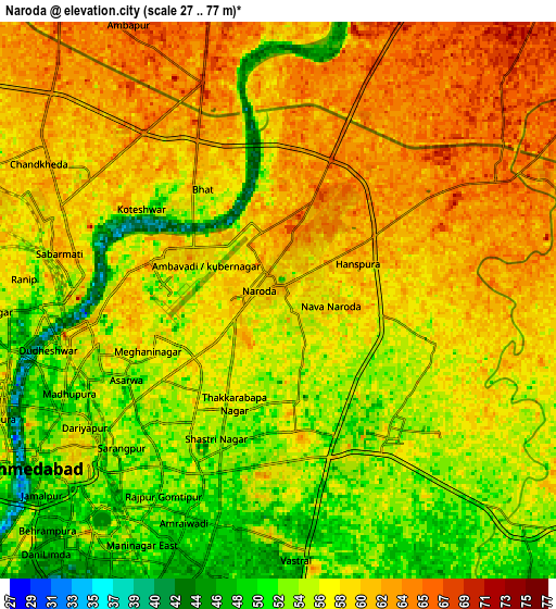 Zoom OUT 2x Naroda, India elevation map