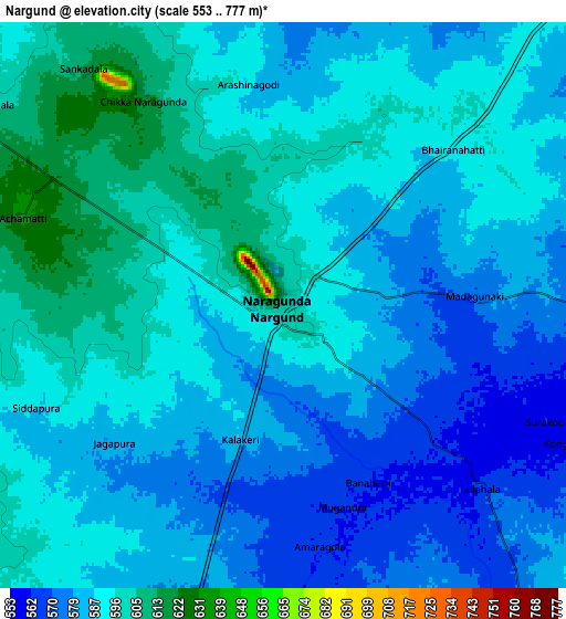 Zoom OUT 2x Nargund, India elevation map