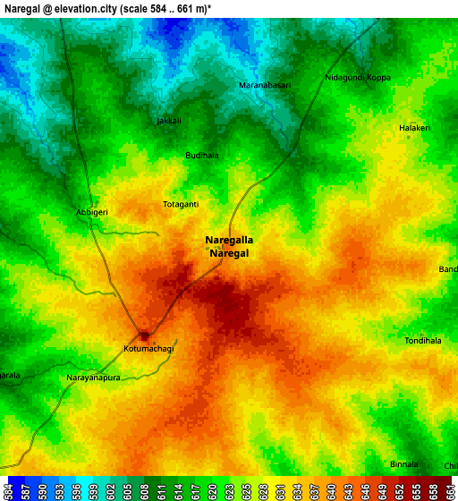 Zoom OUT 2x Naregal, India elevation map