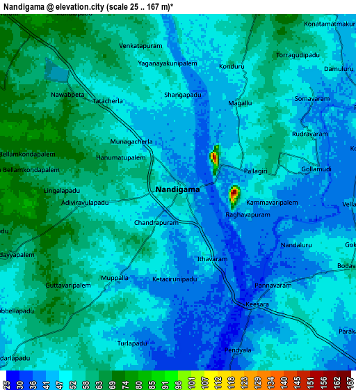 Zoom OUT 2x Nandigāma, India elevation map