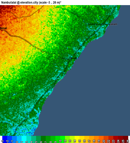 Zoom OUT 2x Nambutalai, India elevation map