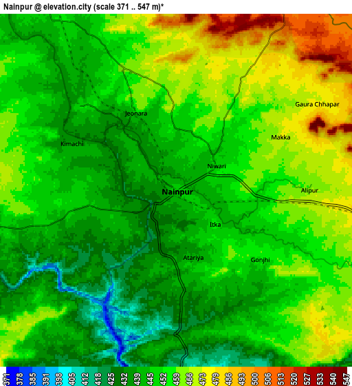 Zoom OUT 2x Nainpur, India elevation map