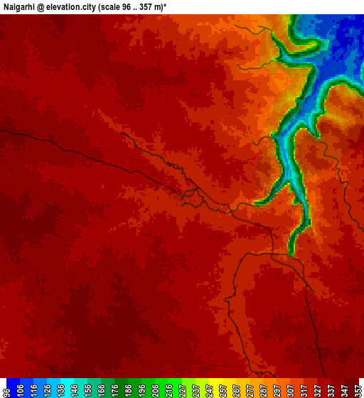 Zoom OUT 2x Naīgarhi, India elevation map