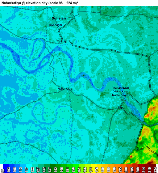 Zoom OUT 2x Nahorkatiya, India elevation map