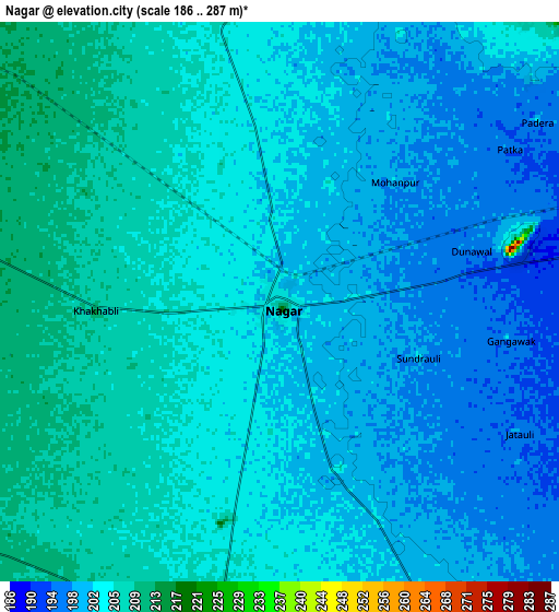 Zoom OUT 2x Nagar, India elevation map