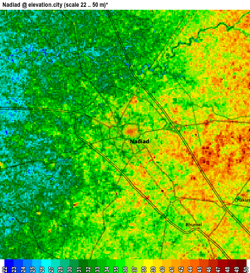 Zoom OUT 2x Nadiād, India elevation map