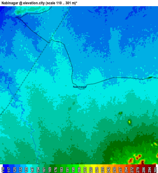 Zoom OUT 2x Nabīnagar, India elevation map