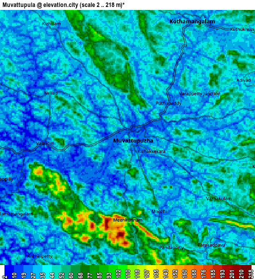 Zoom OUT 2x Mūvattupula, India elevation map