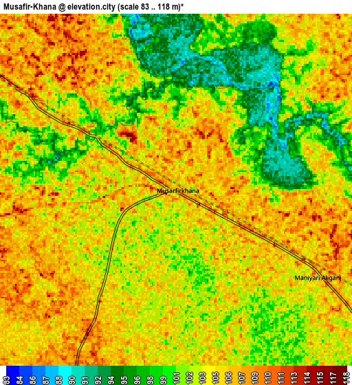 Zoom OUT 2x Musāfir-Khāna, India elevation map