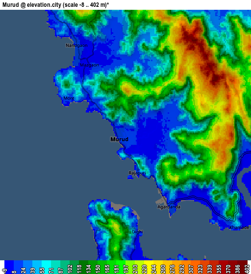 Zoom OUT 2x Murud, India elevation map