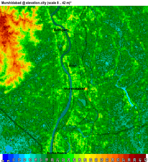 Zoom OUT 2x Murshidābād, India elevation map