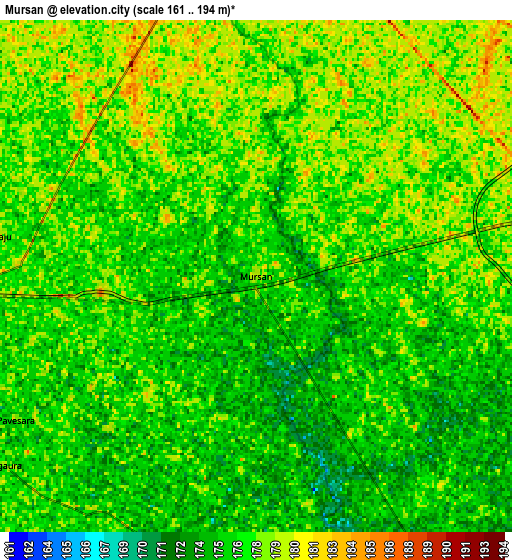 Zoom OUT 2x Mursān, India elevation map