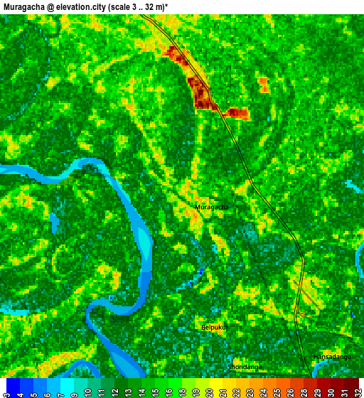 Zoom OUT 2x Muragācha, India elevation map