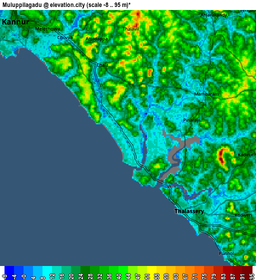 Zoom OUT 2x Muluppilagadu, India elevation map