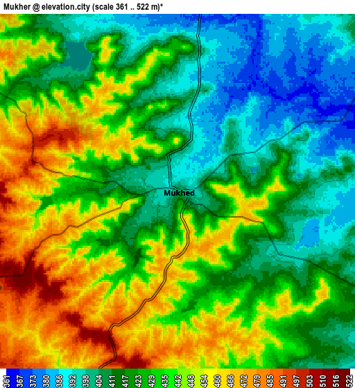 Zoom OUT 2x Mukher, India elevation map