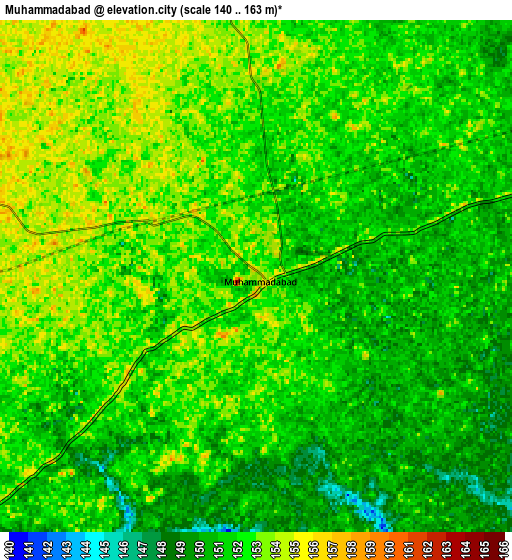 Zoom OUT 2x Muhammadābād, India elevation map