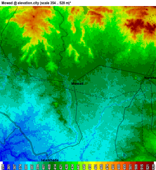 Zoom OUT 2x Mowād, India elevation map