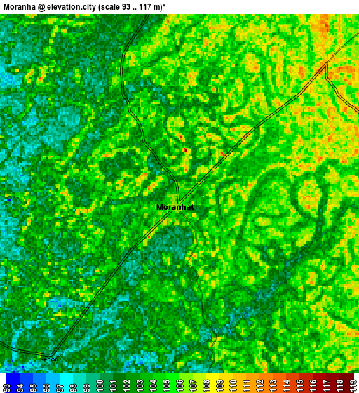 Zoom OUT 2x Morānha, India elevation map