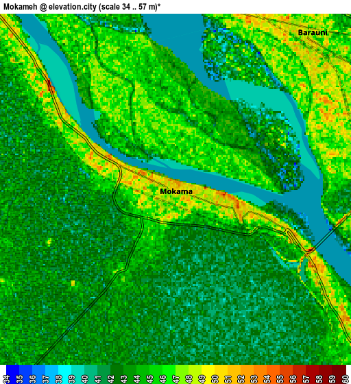 Zoom OUT 2x Mokameh, India elevation map