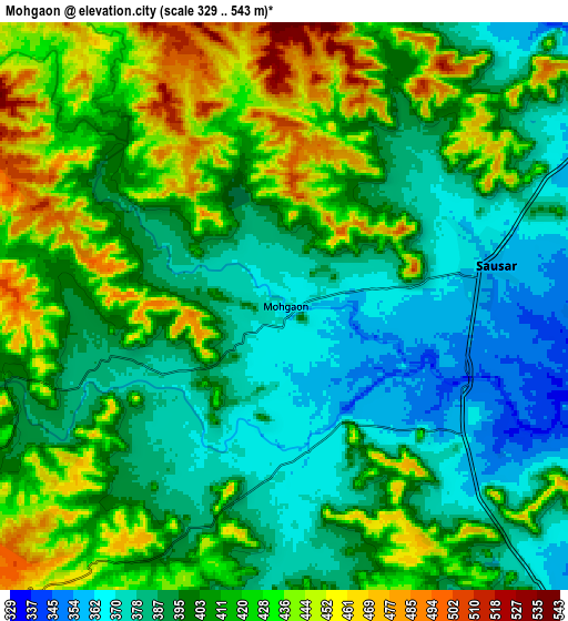 Zoom OUT 2x Mohgaon, India elevation map